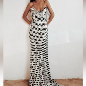 Zara ruffled satin effect polka dot dress